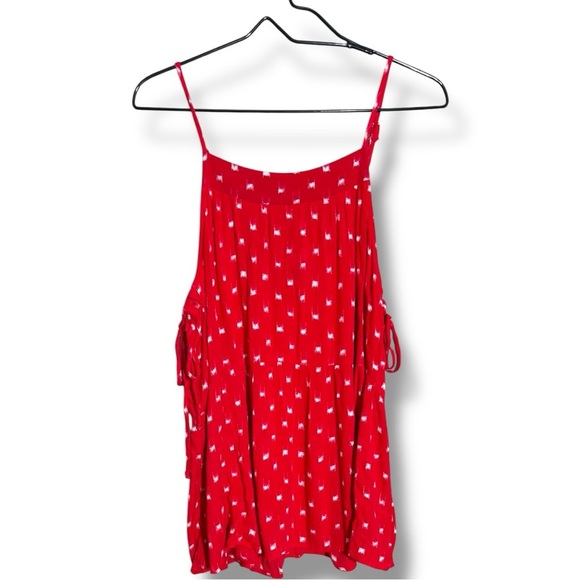 Universal Thread Red With White Pattern Sleeveless Adjustable Tiered Tank Top - Picture 13 of 16